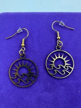 💛 Classic Gold Sun Wave Drop Earrings | Boho Beach